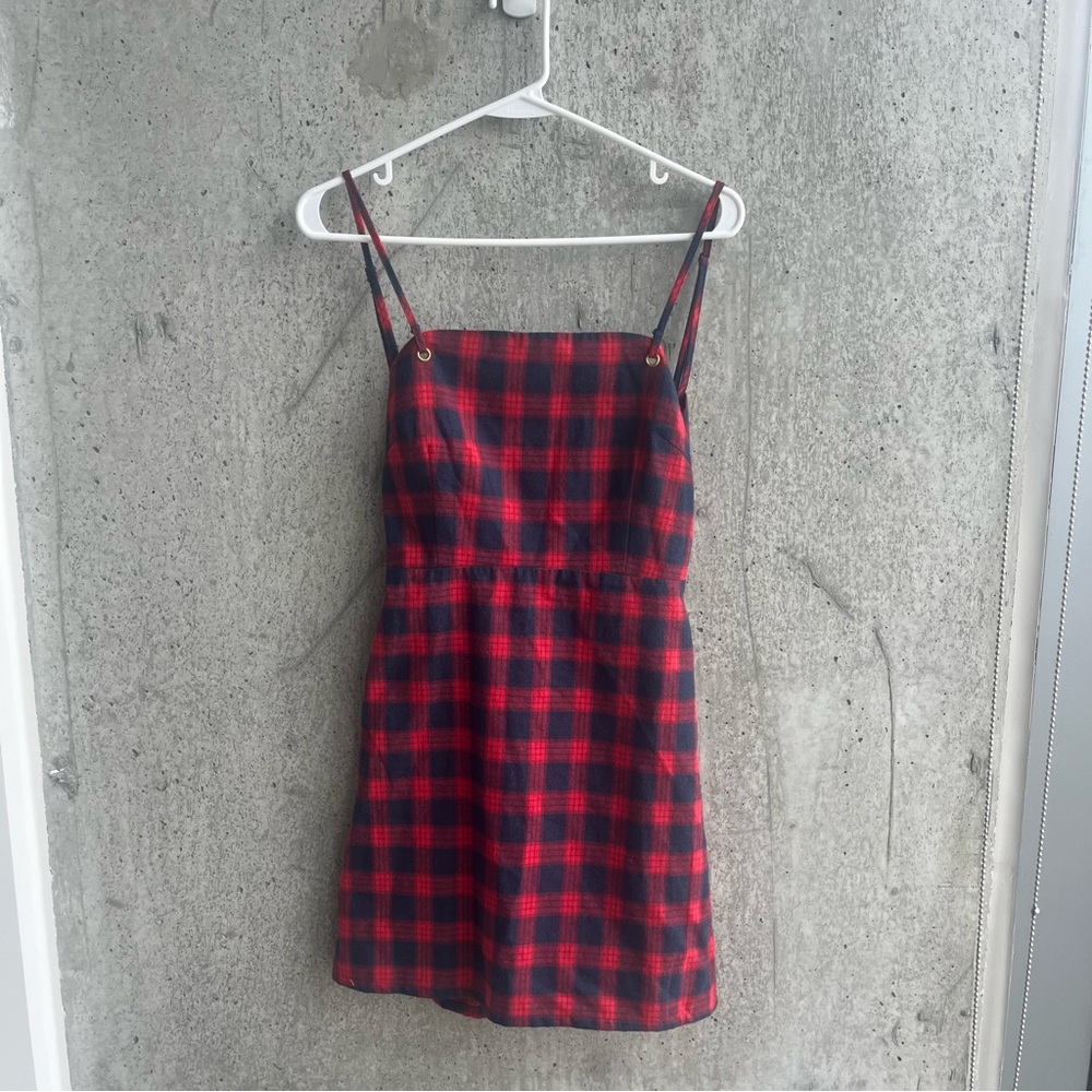 Red and Black Plaid Spaghetti Strap Dress